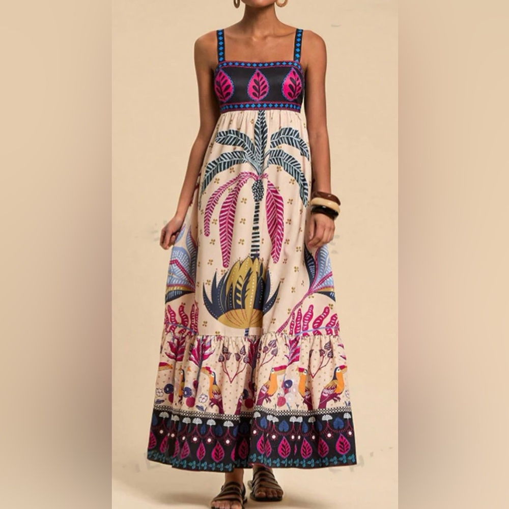 Tropical Print Maxi Dress